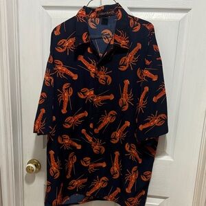 Men's Navy Lobster Print Casual Shirt
